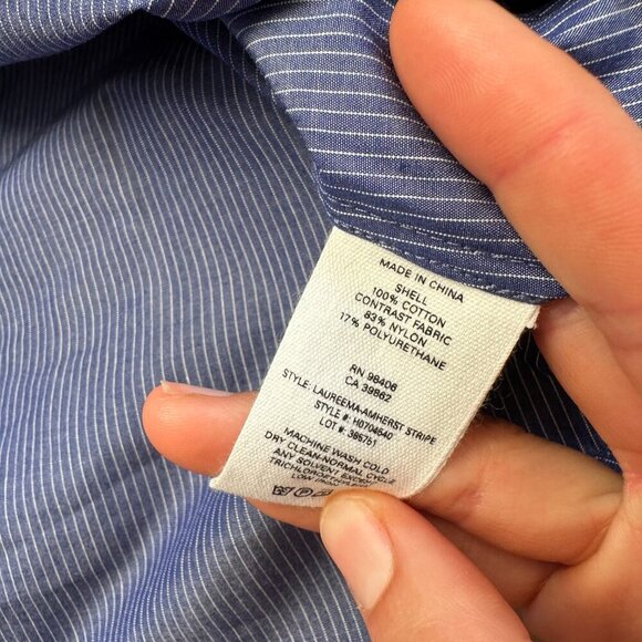 THEORY- Laureema Off-the-Shoulder Top Blue White Stripe Bra Built In size 10 - Picture 4 of 6